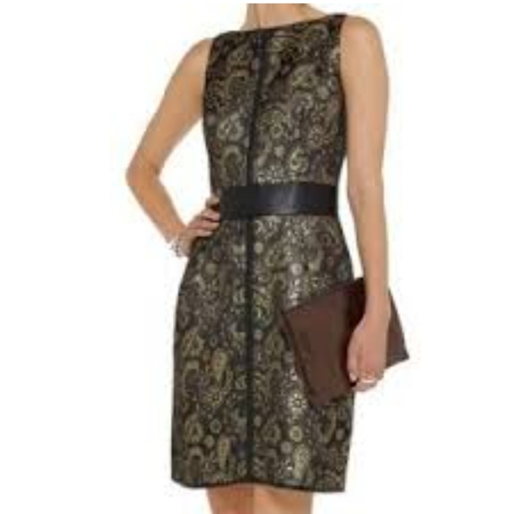 RAOUL 12 espresso Brocade Elegant Natasha Waisted Knee Length Cocktail D…